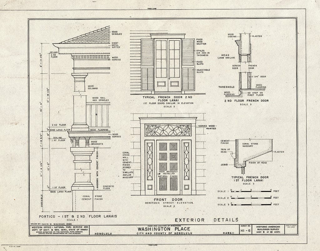 Blueprint HABS HI,2-Honlu,28- (Sheet 9 of 10) - Washington Place, 320 South Beretania Street, Honolulu, Honolulu County, HI