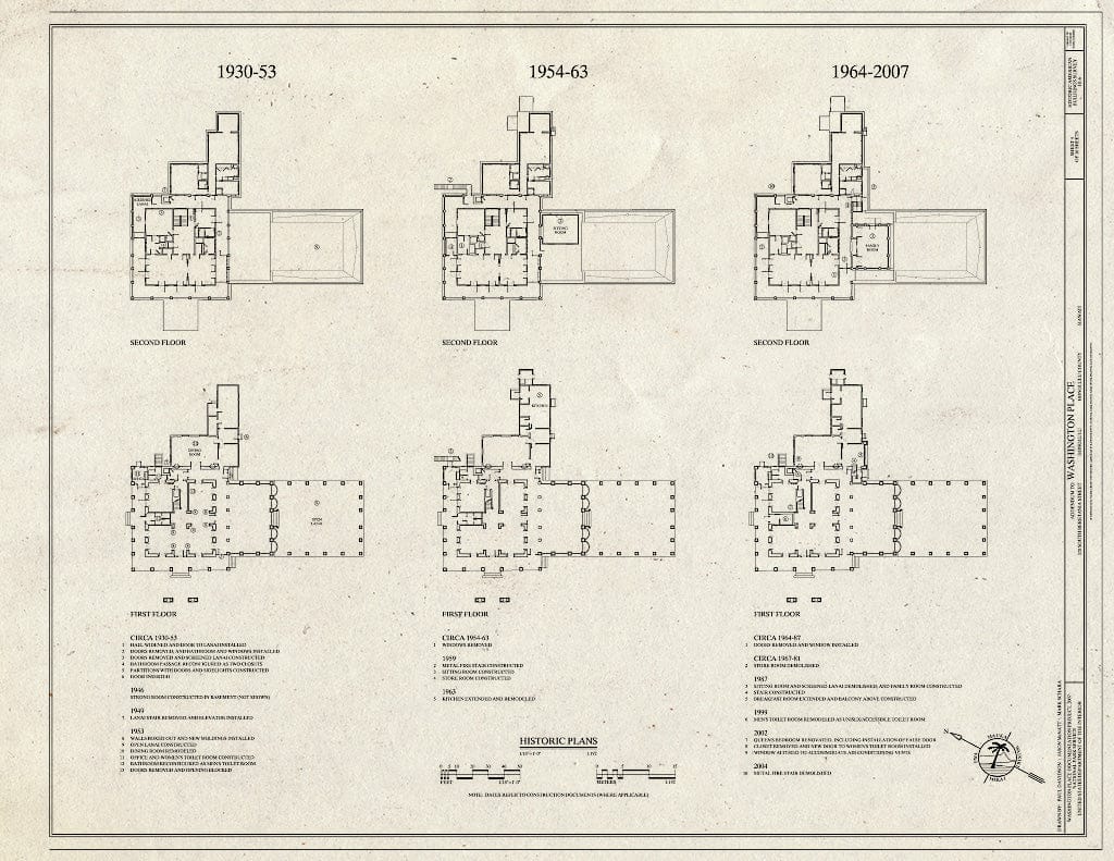 Blueprint Historic Plans, 1930-2007 - Washington Place, 320 South Beretania Street, Honolulu, Honolulu County, HI