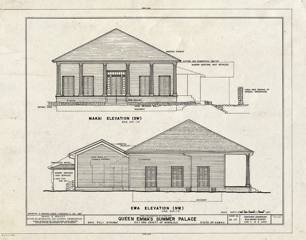 Blueprint HABS HI,2-Honlu,24- (Sheet 4 of 6) - Queen Emma's Summer Palace, 2913 Pali Highway, Honolulu, Honolulu County, HI