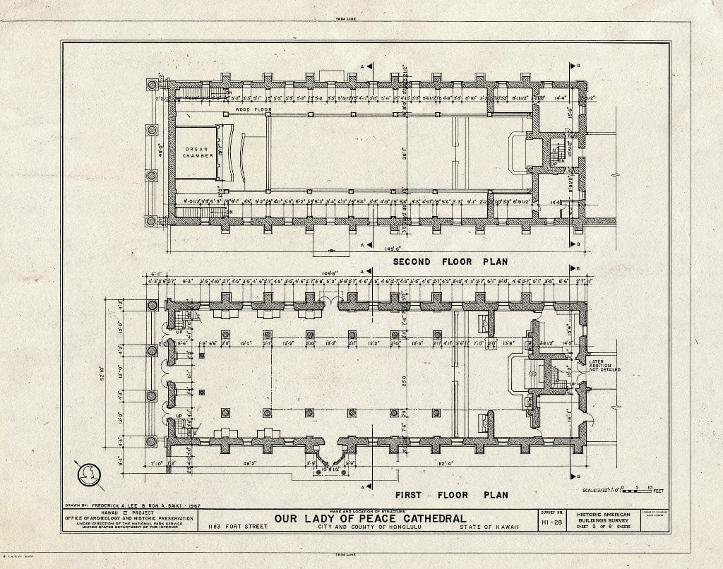 Blueprint HABS HI,2-Honlu,21- (Sheet 2 of 8) - Our Lady of Peace Cathedral, 1183 Fort Street, Honolulu, Honolulu County, HI