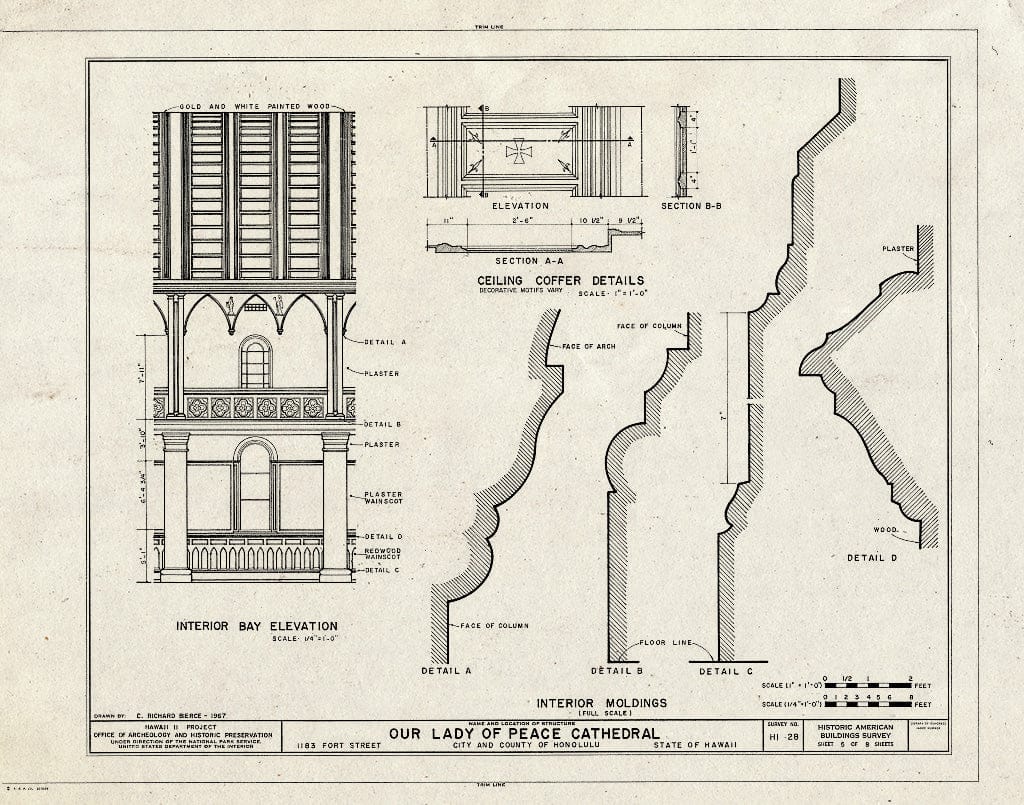 Blueprint HABS HI,2-Honlu,21- (Sheet 5 of 8) - Our Lady of Peace Cathedral, 1183 Fort Street, Honolulu, Honolulu County, HI