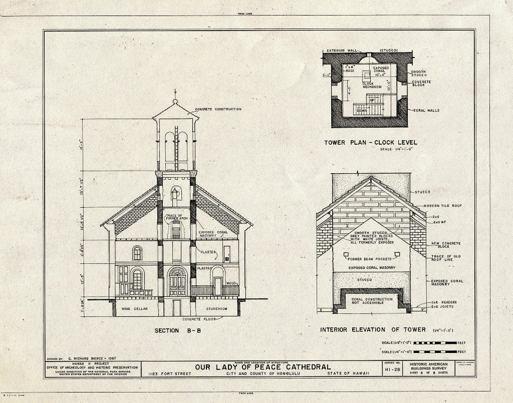 Blueprint HABS HI,2-Honlu,21- (Sheet 6 of 8) - Our Lady of Peace Cathedral, 1183 Fort Street, Honolulu, Honolulu County, HI