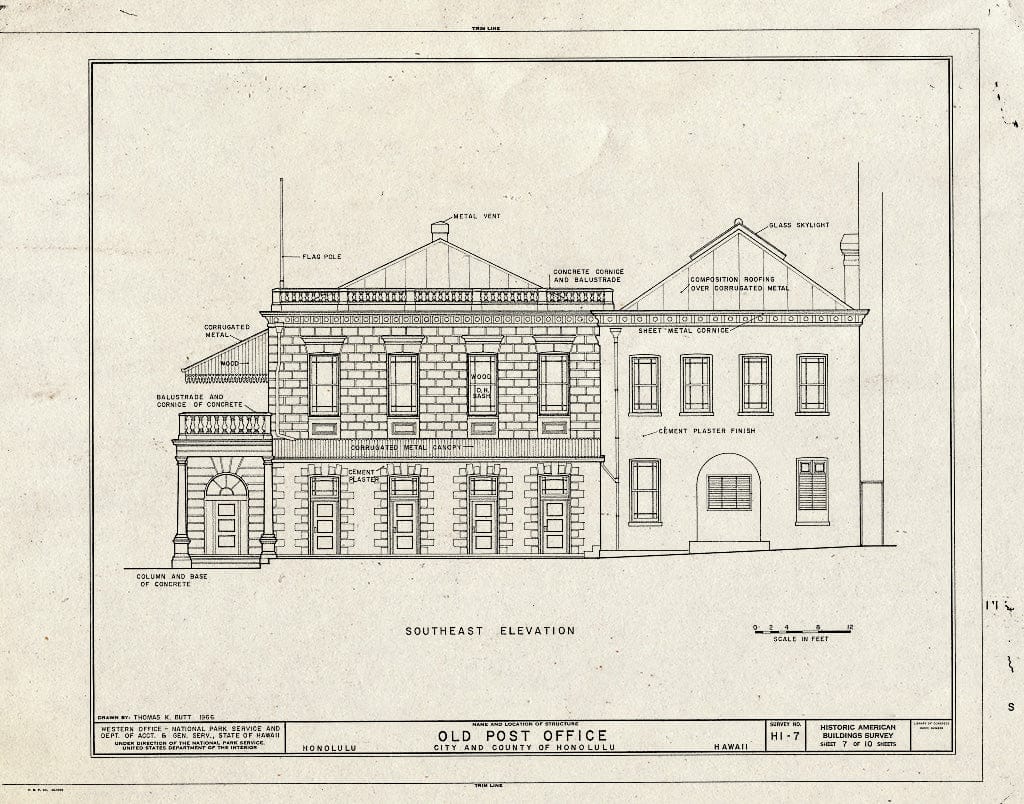 Blueprint HABS HI,2-Honlu,22- (Sheet 7 of 10) - Old Post Office, Merchant & Bethel Streets, Honolulu, Honolulu County, HI