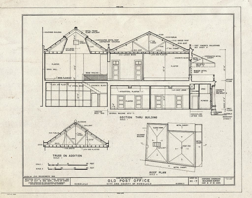 Blueprint HABS HI,2-Honlu,22- (Sheet 8 of 10) - Old Post Office, Merchant & Bethel Streets, Honolulu, Honolulu County, HI