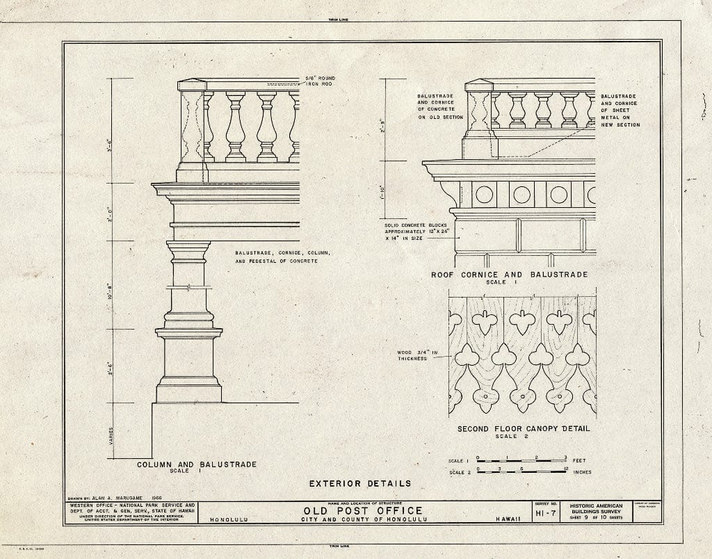 Blueprint HABS HI,2-Honlu,22- (Sheet 9 of 10) - Old Post Office, Merchant & Bethel Streets, Honolulu, Honolulu County, HI
