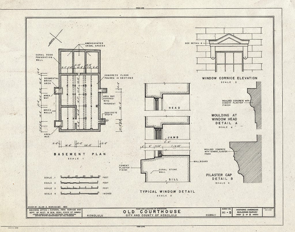 Blueprint HABS HI,2-Honlu,7- (Sheet 2 of 8) - Old Courthouse, Queen Street Between Fort & Bishop Streets, Honolulu, Honolulu County, HI