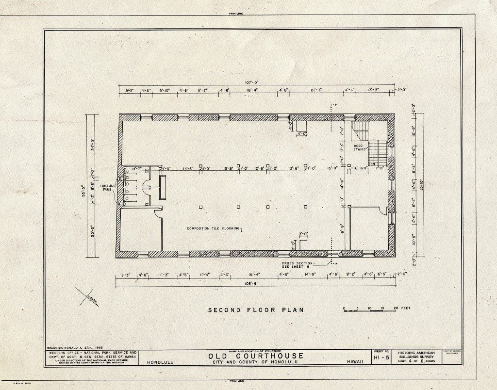 Blueprint HABS HI,2-Honlu,7- (Sheet 4 of 8) - Old Courthouse, Queen Street Between Fort & Bishop Streets, Honolulu, Honolulu County, HI
