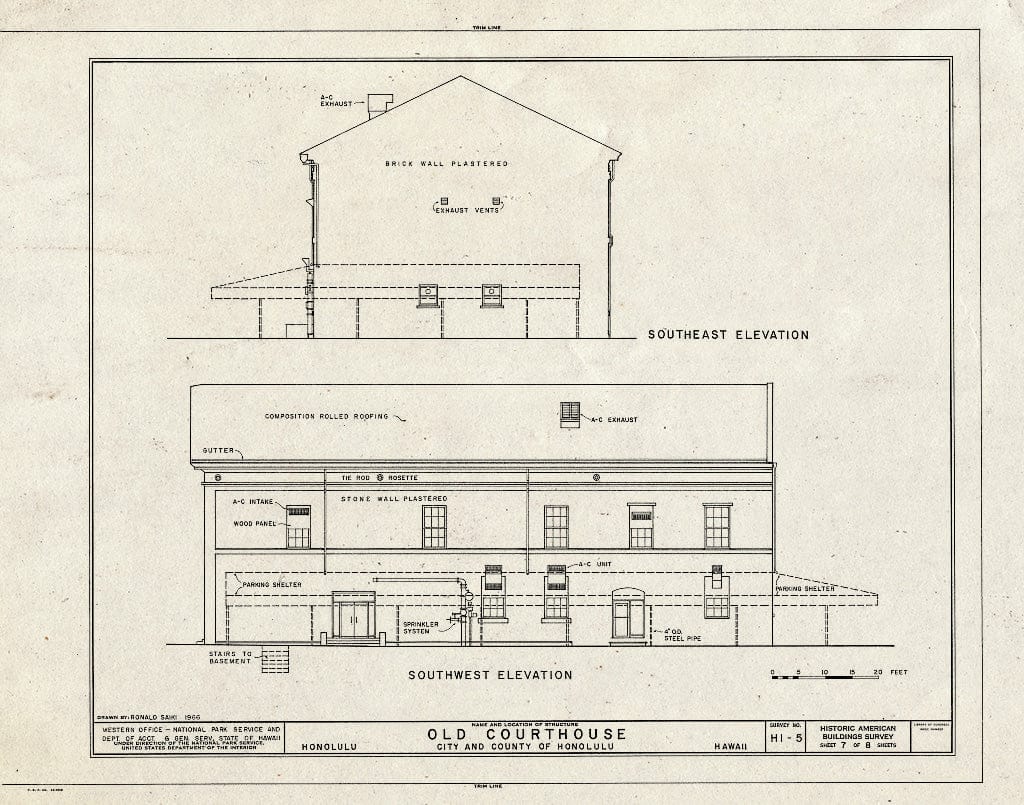Blueprint HABS HI,2-Honlu,7- (Sheet 7 of 8) - Old Courthouse, Queen Street Between Fort & Bishop Streets, Honolulu, Honolulu County, HI
