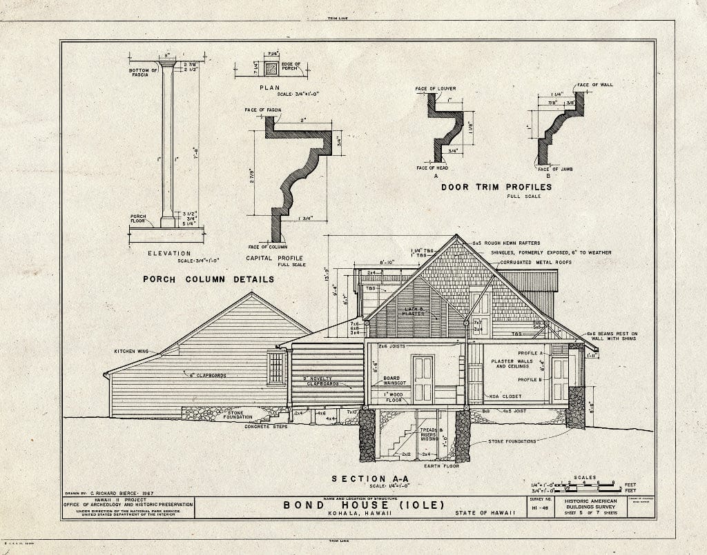 Blueprint HABS HI,1-KOHAL,1- (Sheet 5 of 7) - Bond House, State Route 27 Vicinity, Halaula, Hawaii County, HI