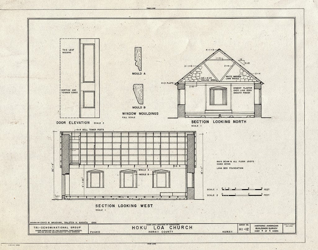 Blueprint HABS HI,1-PUAKO,1- (Sheet 4 of 4) - Hoku Loa Church, Puako Road, Puako, Hawaii County, HI
