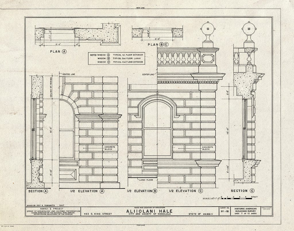 Blueprint HABS HI,2-Honlu,3- (Sheet 7 of 12) - Aliiolani Hale, 463 King Street, Honolulu, Honolulu County, HI