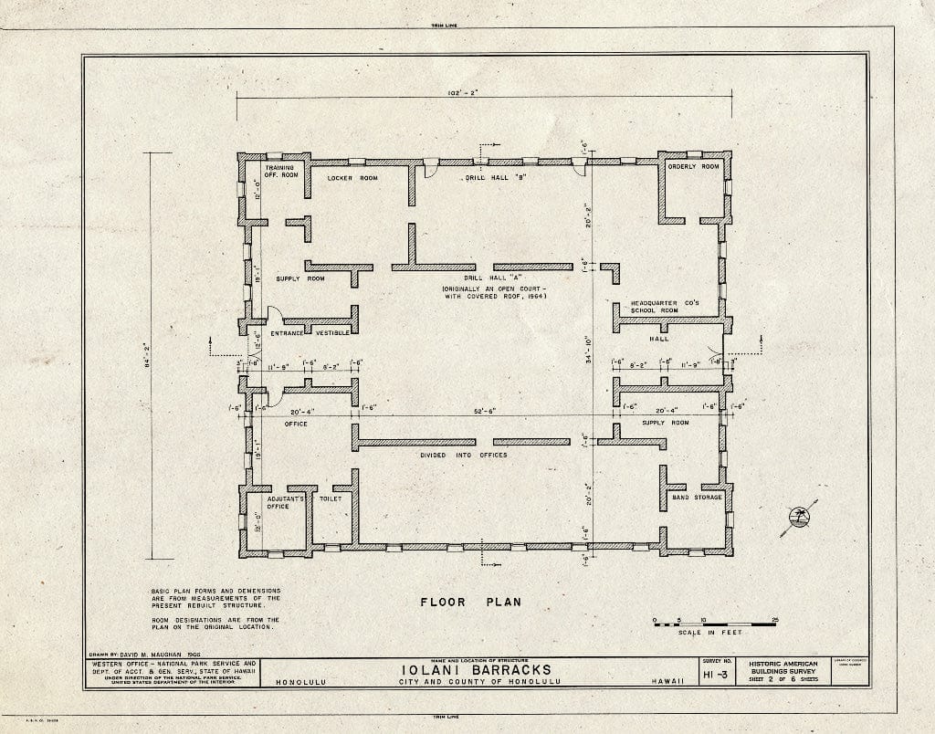 Blueprint HABS HI,2-Honlu,10- (Sheet 2 of 6) - Iolani Barracks, Richards & Hotel Streets, Honolulu, Honolulu County, HI