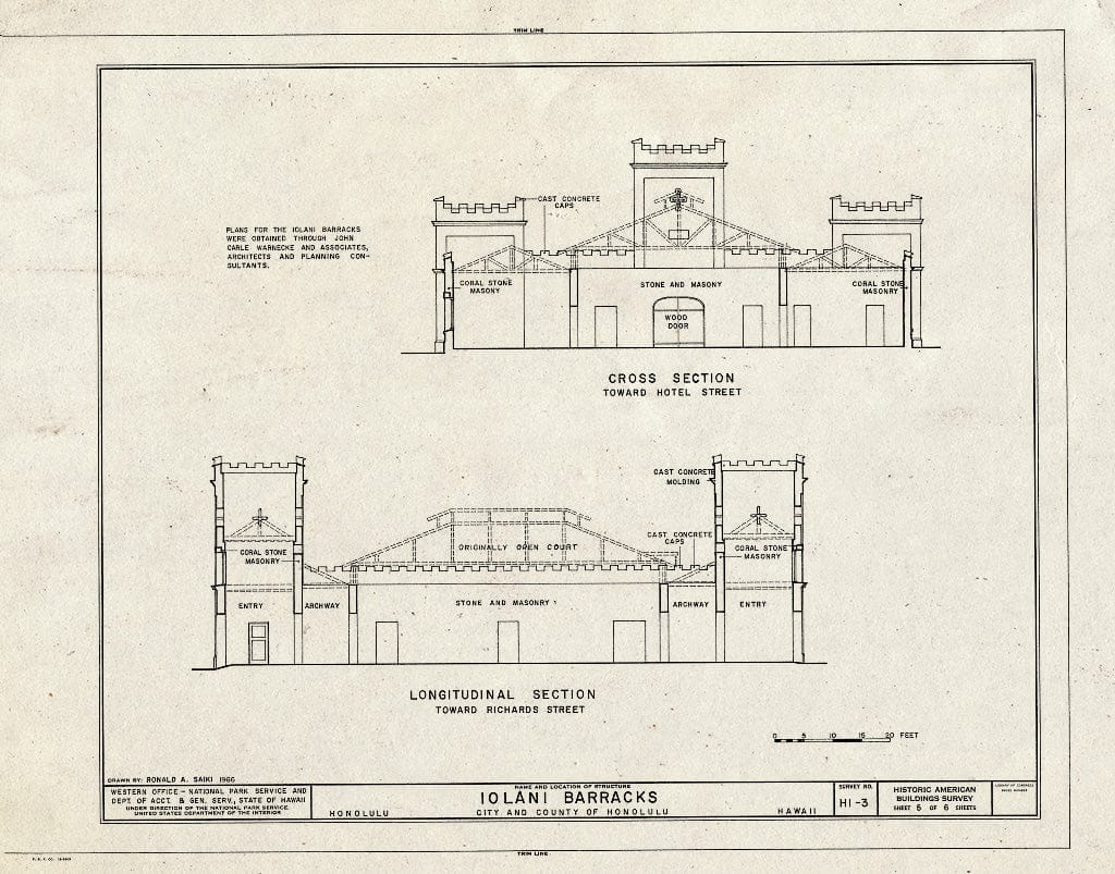 Blueprint HABS HI,2-Honlu,10- (Sheet 5 of 6) - Iolani Barracks, Richards & Hotel Streets, Honolulu, Honolulu County, HI