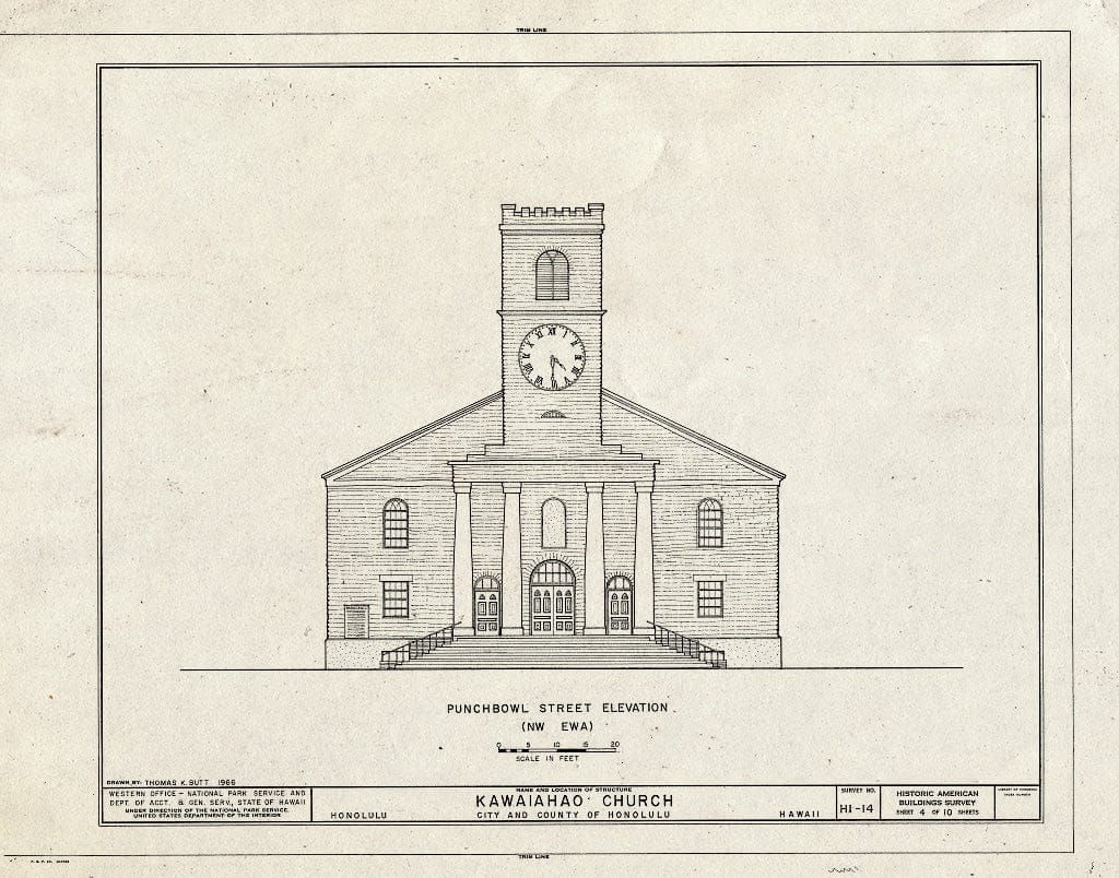 Blueprint HABS HI,2-Honlu,13- (Sheet 4 of 10) - Kawaiahao Church, Punchbowl & King Streets, Honolulu, Honolulu County, HI