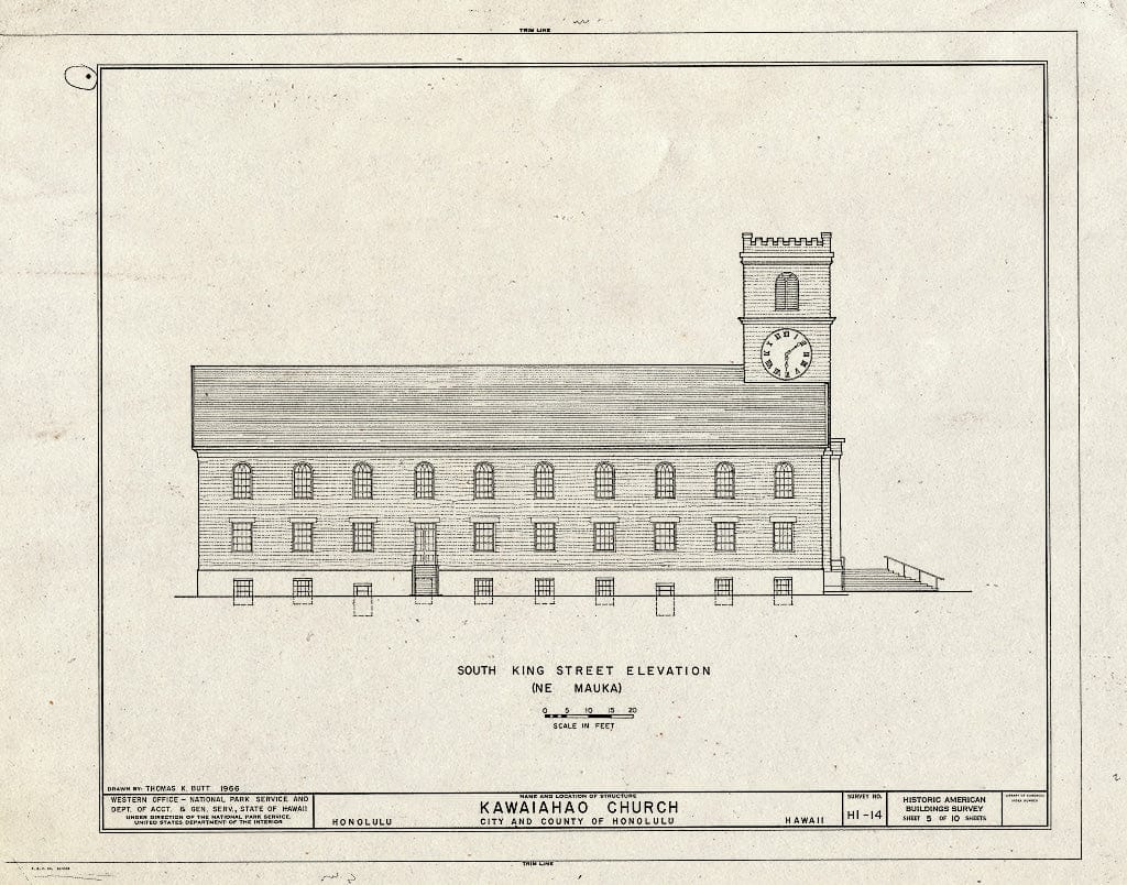 Blueprint HABS HI,2-Honlu,13- (Sheet 5 of 10) - Kawaiahao Church, Punchbowl & King Streets, Honolulu, Honolulu County, HI