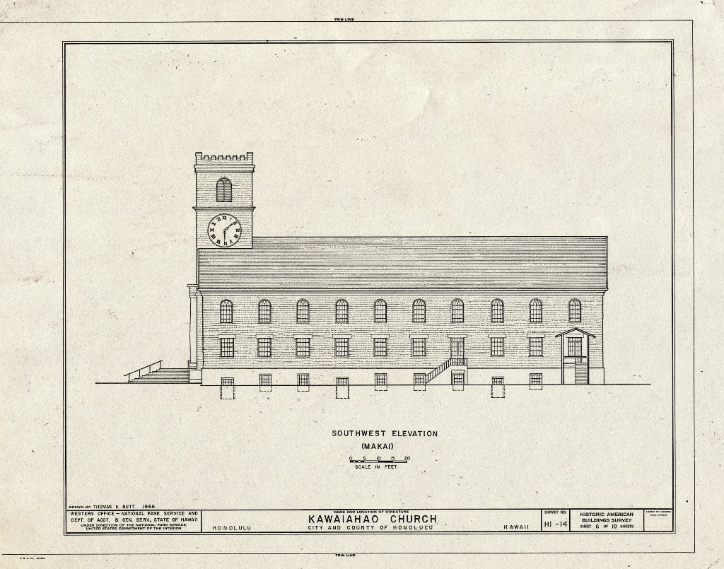 Blueprint HABS HI,2-Honlu,13- (Sheet 6 of 10) - Kawaiahao Church, Punchbowl & King Streets, Honolulu, Honolulu County, HI