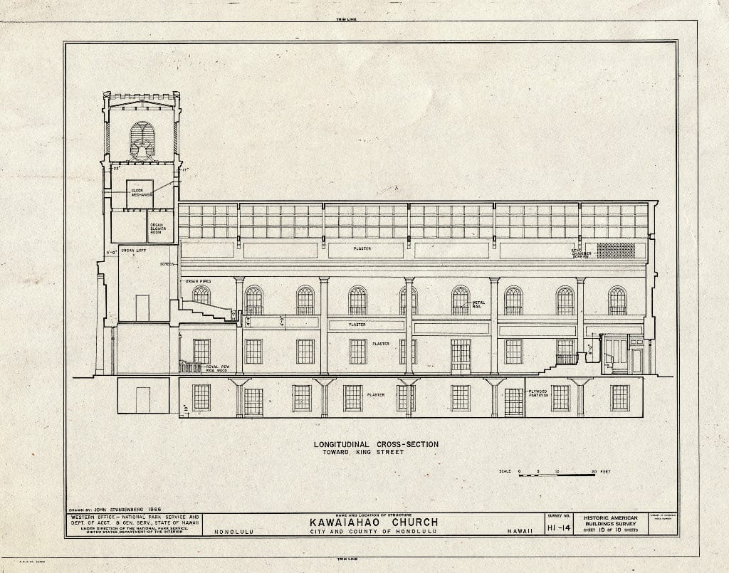 Blueprint HABS HI,2-Honlu,13- (Sheet 10 of 10) - Kawaiahao Church, Punchbowl & King Streets, Honolulu, Honolulu County, HI