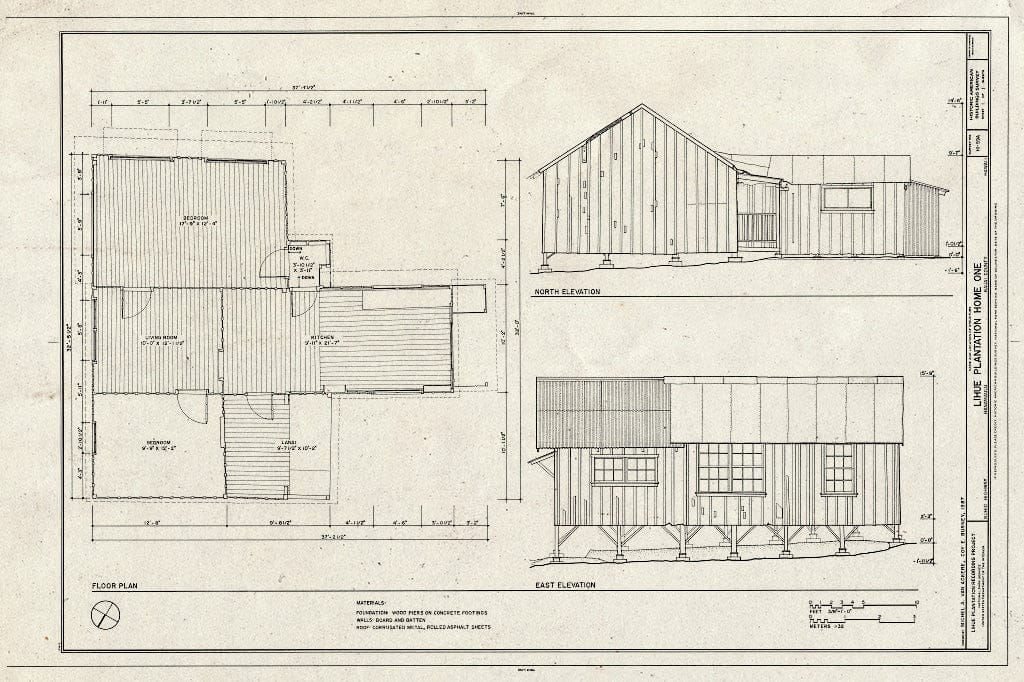 Blueprint HABS HI,4-HANMU,1-A- (Sheet 1 of 1) - Lihue Plantation Home One, Kuhio Highway, Hanamaulu, Kauai County, HI