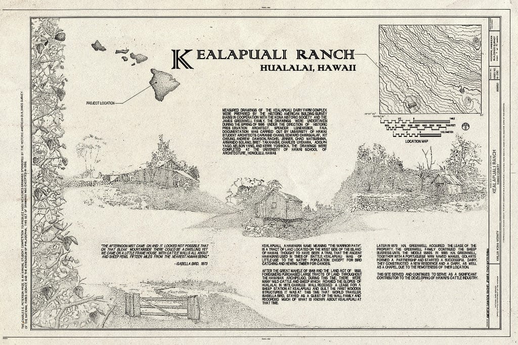 Blueprint HABS HI,1-KAIKO.V,1- (Sheet 1 of 10) - Kealapuali Ranch, Kailua, Hawaii County, HI