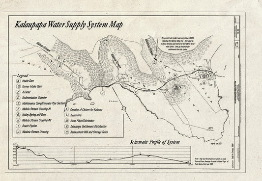 Blueprint 2. Kalaupapa Water Supply System Map - Kalaupapa Water Supply System, Waikolu Valley to Kalaupapa Settlement, Island of Molokai, Kalaupapa, Kalawao County, HI