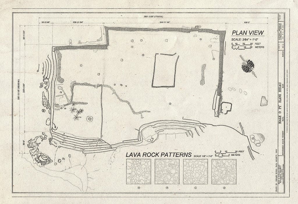 Blueprint HALS HI-1 (Sheet 2 of 5) - Hale O Pi' Ilani Heiau, Honomaele Gulch Vicinity, Hana, Maui County, HI