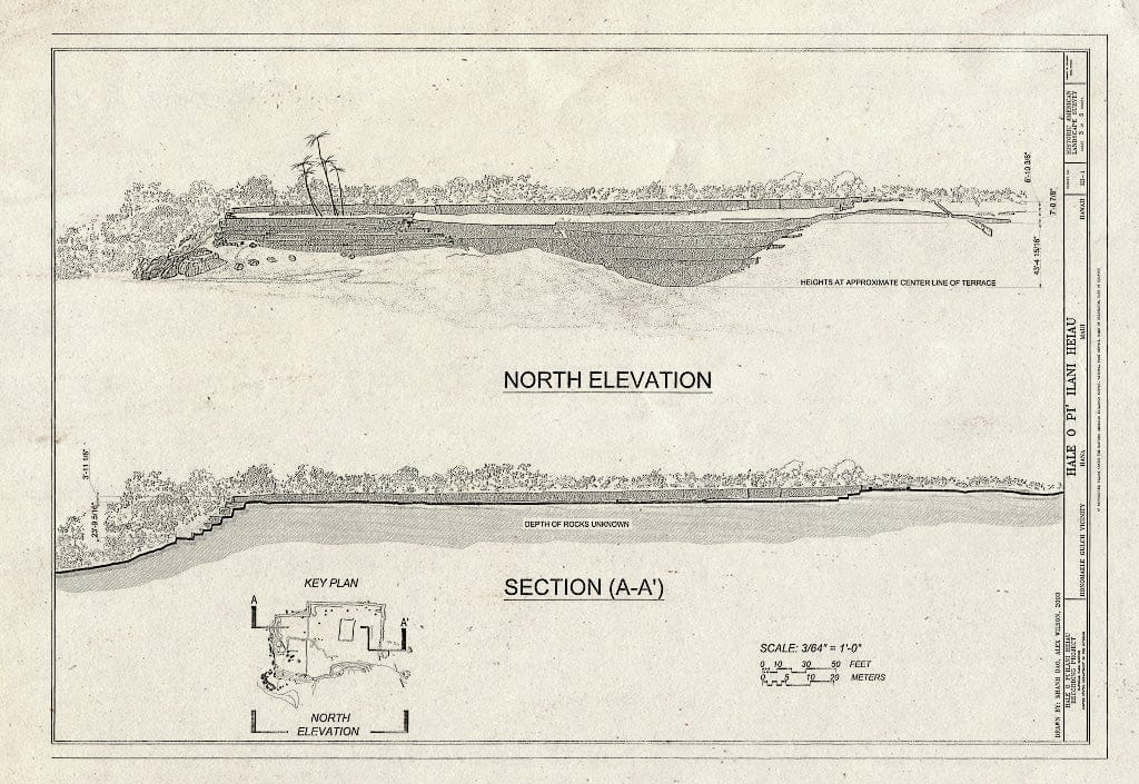 Blueprint HALS HI-1 (Sheet 3 of 5) - Hale O Pi' Ilani Heiau, Honomaele Gulch Vicinity, Hana, Maui County, HI