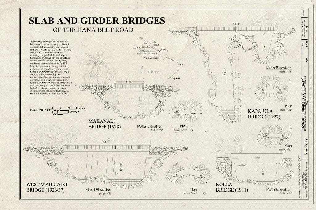 Blueprint Slab and Girder Bridges of The Hana Belt Road - Hana Belt Road, Between Haiku and Kaipahulu, Hana, Maui County, HI