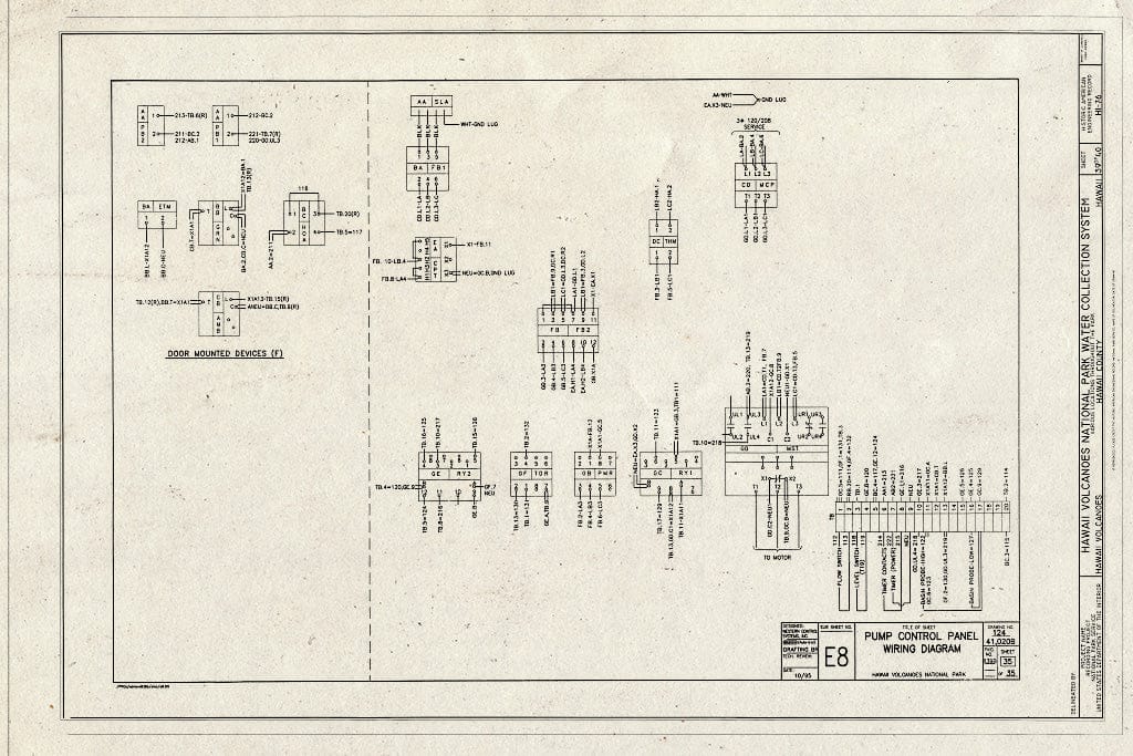 Blueprint Pump Control Panel Wiring Diagram - Hawaii Volcanoes National Park Water Collection System, Hawaii Volcanoes National Park, Volcano, Hawaii County, HI
