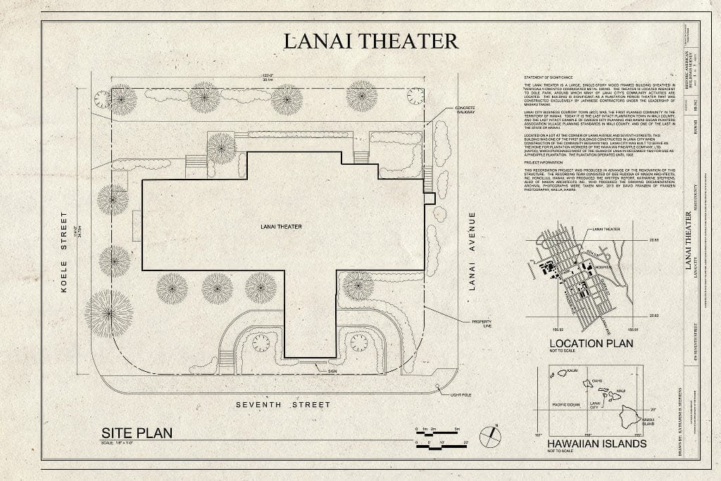 Blueprint Site Plan - Lanai Theater, 456 Seventh Street, Lanai City, Maui County, HI