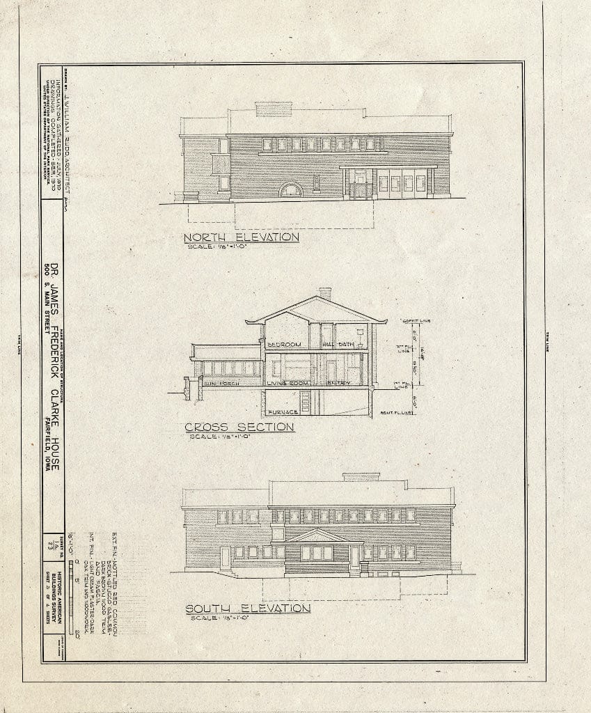 Blueprint HABS Iowa,51-FAIRF,2- (Sheet 3 of 4) - James Frederic Clarke House, 500 South Main Street, Fairfield, Jefferson County, IA