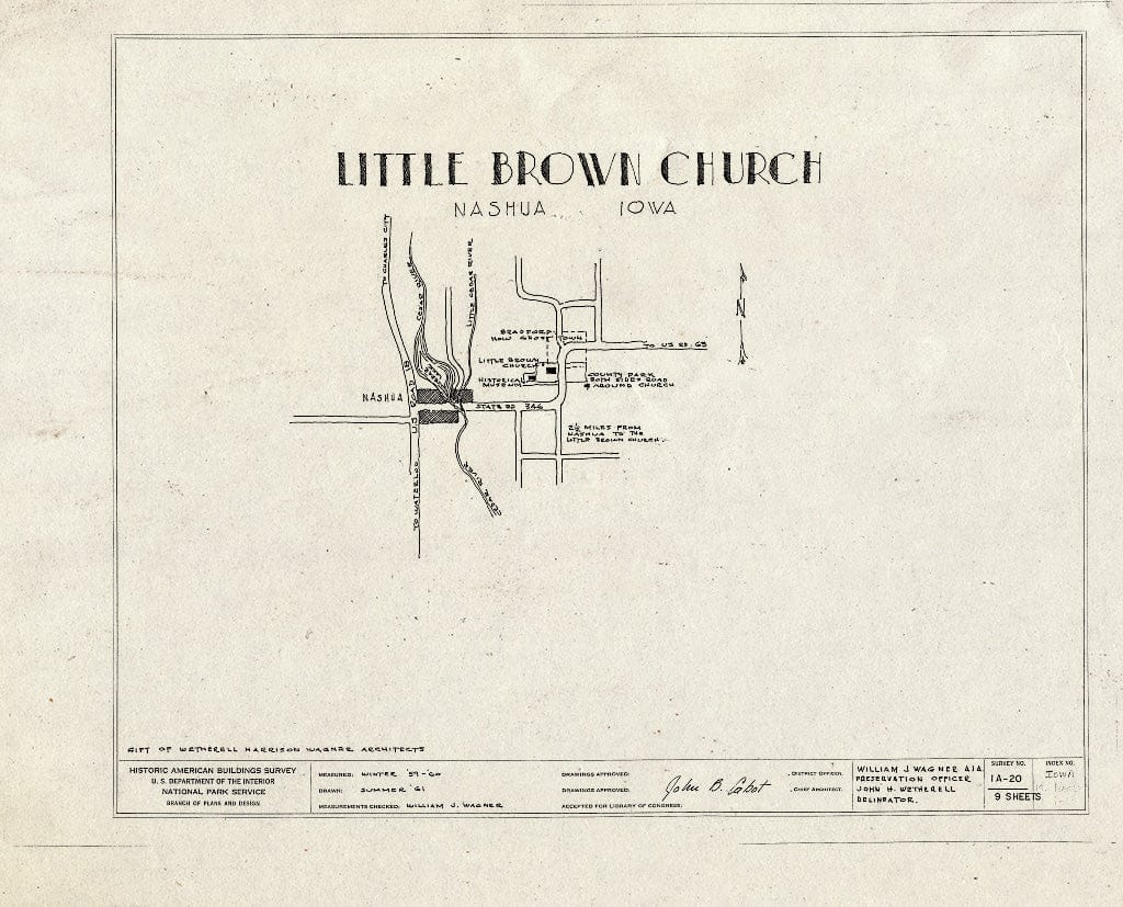 Blueprint HABS Iowa,19-NASH.V,1- (Sheet 0 of 9) - Little Brown Church in The Vale, State Route 346, Nashua, Chickasaw County, IA