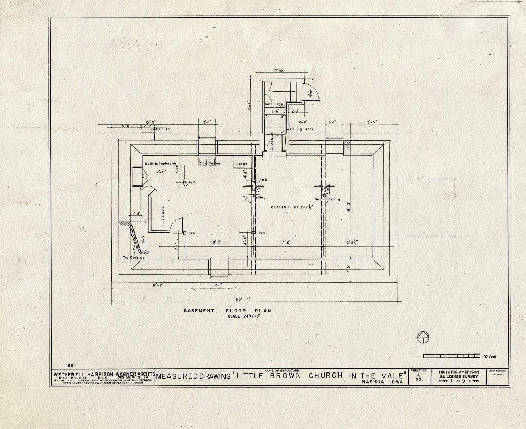 Blueprint HABS Iowa,19-NASH.V,1- (Sheet 1 of 9) - Little Brown Church in The Vale, State Route 346, Nashua, Chickasaw County, IA