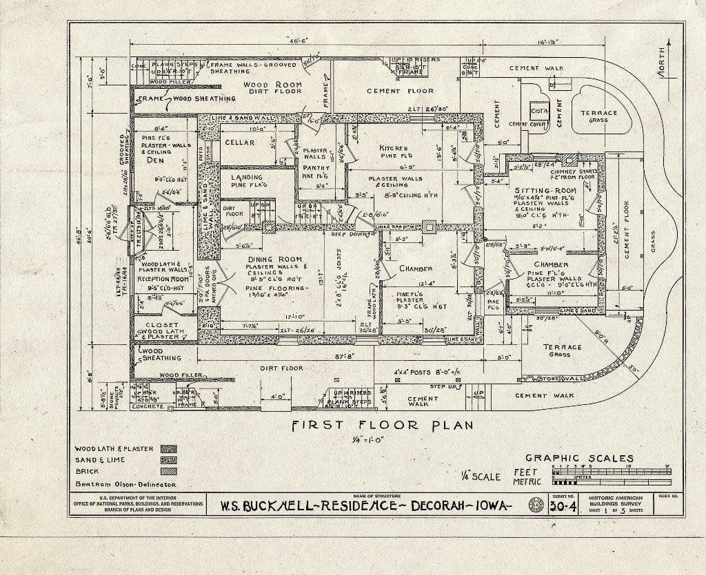 Blueprint HABS Iowa,96-Decor,1- (Sheet 1 of 5) - W. S. Bucknell House, 210-13 Winnebago Street, Decorah, Winneshiek County, IA