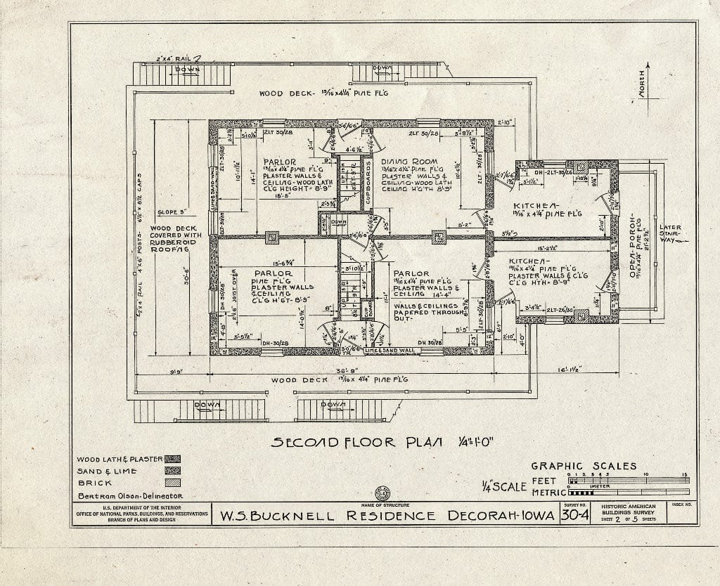 Blueprint HABS Iowa,96-Decor,1- (Sheet 2 of 5) - W. S. Bucknell House, 210-13 Winnebago Street, Decorah, Winneshiek County, IA