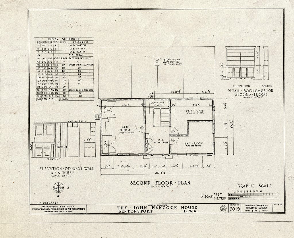 Blueprint HABS Iowa,89-BENPO,1- (Sheet 3 of 9) - John Hancock House, Third & Walnut Streets, Bentonsport, Van Buren County, IA