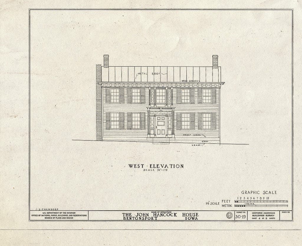 Blueprint HABS Iowa,89-BENPO,1- (Sheet 4 of 9) - John Hancock House, Third & Walnut Streets, Bentonsport, Van Buren County, IA