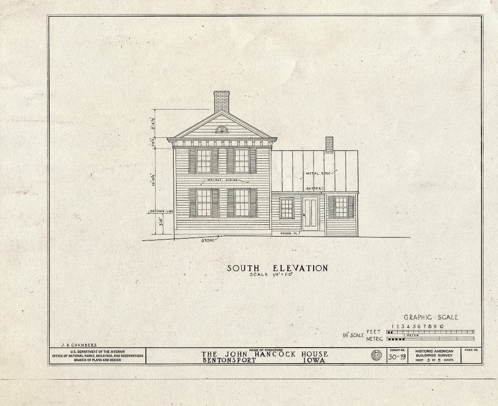 Blueprint HABS Iowa,89-BENPO,1- (Sheet 5 of 9) - John Hancock House, Third & Walnut Streets, Bentonsport, Van Buren County, IA