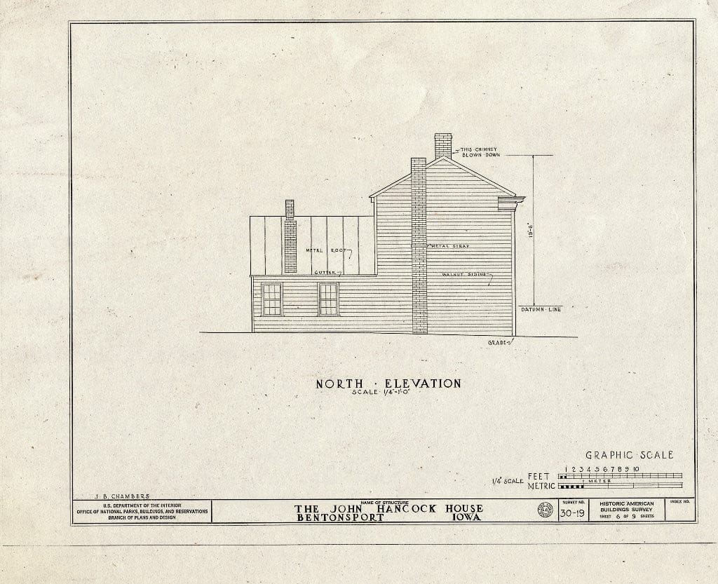 Blueprint HABS Iowa,89-BENPO,1- (Sheet 6 of 9) - John Hancock House, Third & Walnut Streets, Bentonsport, Van Buren County, IA