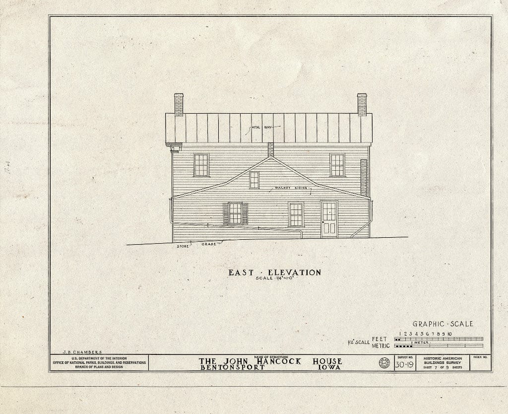 Blueprint HABS Iowa,89-BENPO,1- (Sheet 7 of 9) - John Hancock House, Third & Walnut Streets, Bentonsport, Van Buren County, IA