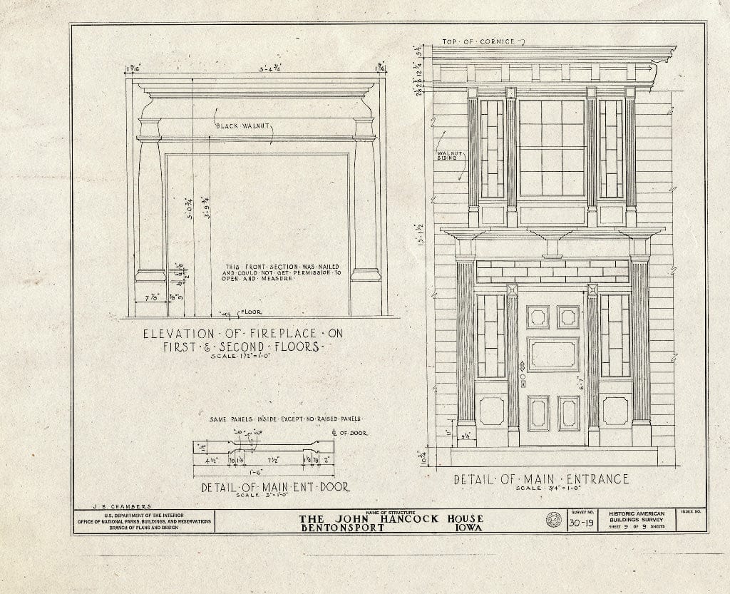 Blueprint HABS Iowa,89-BENPO,1- (Sheet 9 of 9) - John Hancock House, Third & Walnut Streets, Bentonsport, Van Buren County, IA