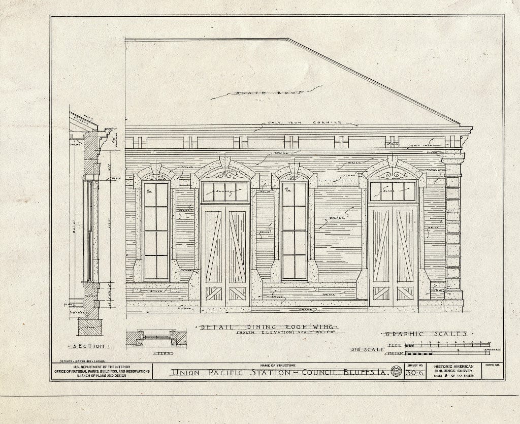 Blueprint HABS Iowa,78-COUB,2- (Sheet 9 of 10) - Union Pacific Station (Transfer Depot & Hotel), Twenty-First Street, Council Bluffs, Pottawattamie County, IA