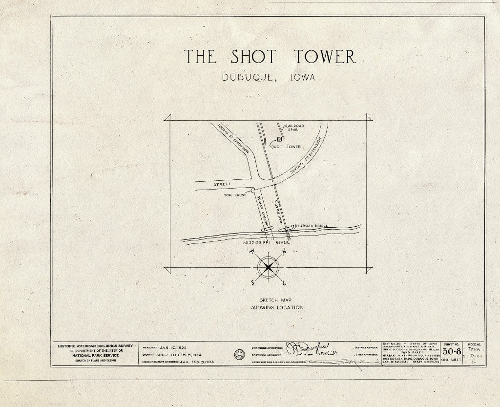 Blueprint HABS Iowa,31-DUBU,1- (Sheet 0 of 1) - Shot Tower, Commercial & East Fourth Streets, Dubuque, Dubuque County, IA