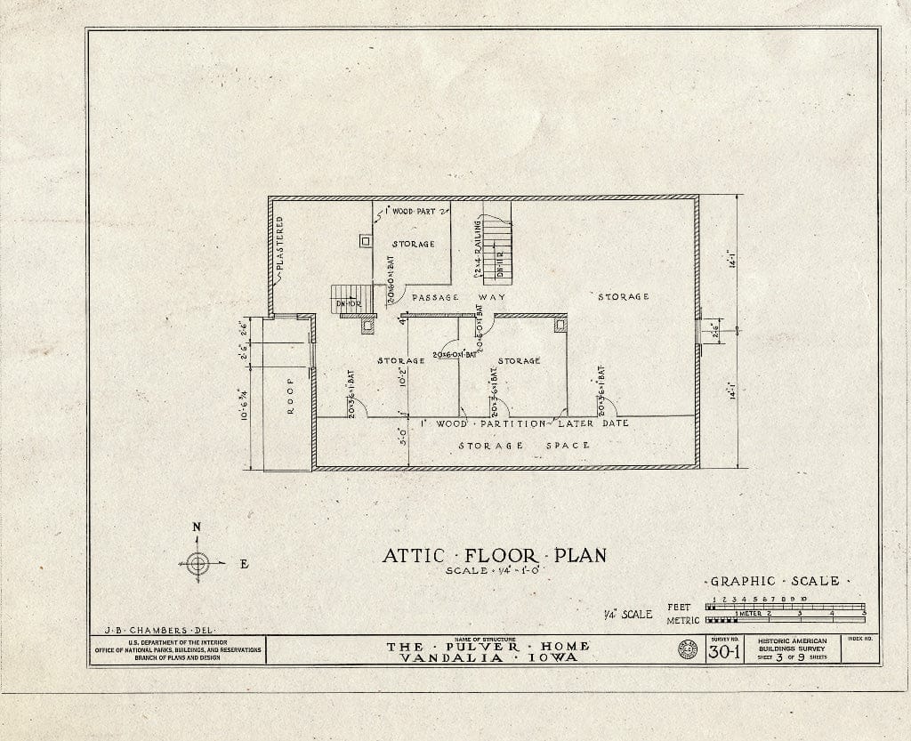 Blueprint HABS Iowa,50-Vanda,1- (Sheet 3 of 9) - Ferdinand Daniel Pulver House, County Road F-70 Vicinity, Vandalia, Jasper County, IA