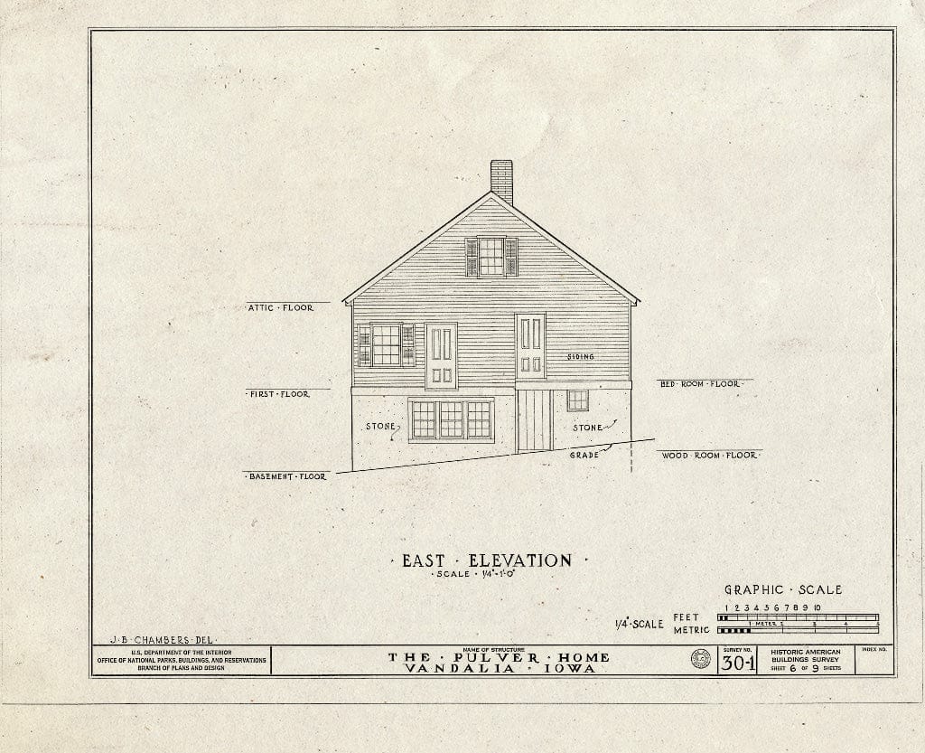 Blueprint HABS Iowa,50-Vanda,1- (Sheet 6 of 9) - Ferdinand Daniel Pulver House, County Road F-70 Vicinity, Vandalia, Jasper County, IA