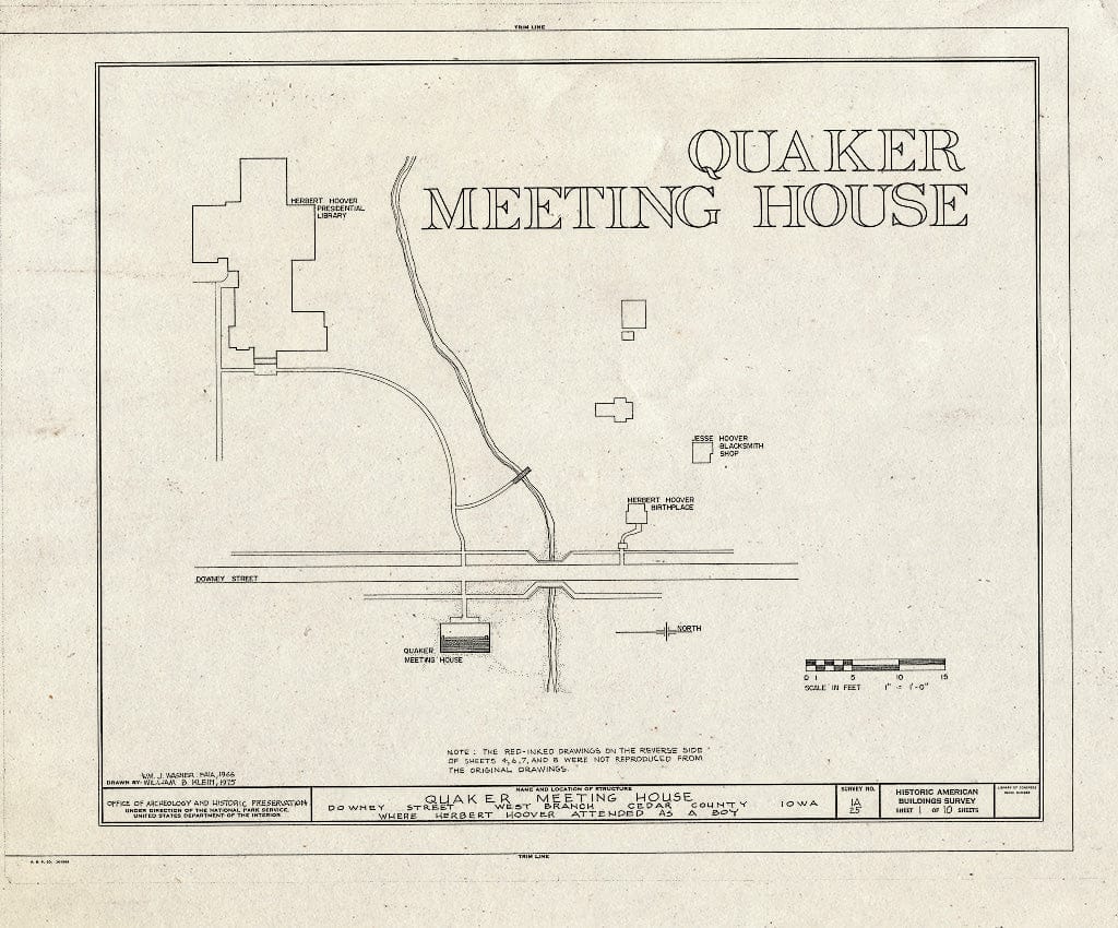 Blueprint HABS Iowa,16-WEBRA,2- (Sheet 1 of 10) - Quaker Meetinghouse, Downey Street, Wapsinono Creek Vicinity, West Branch, Cedar County, IA