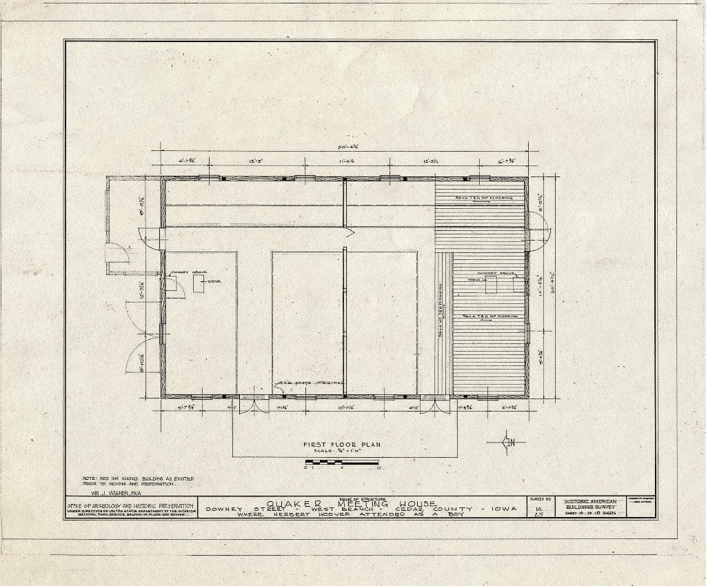 Blueprint HABS Iowa,16-WEBRA,2- (Sheet 4 of 10) - Quaker Meetinghouse, Downey Street, Wapsinono Creek Vicinity, West Branch, Cedar County, IA