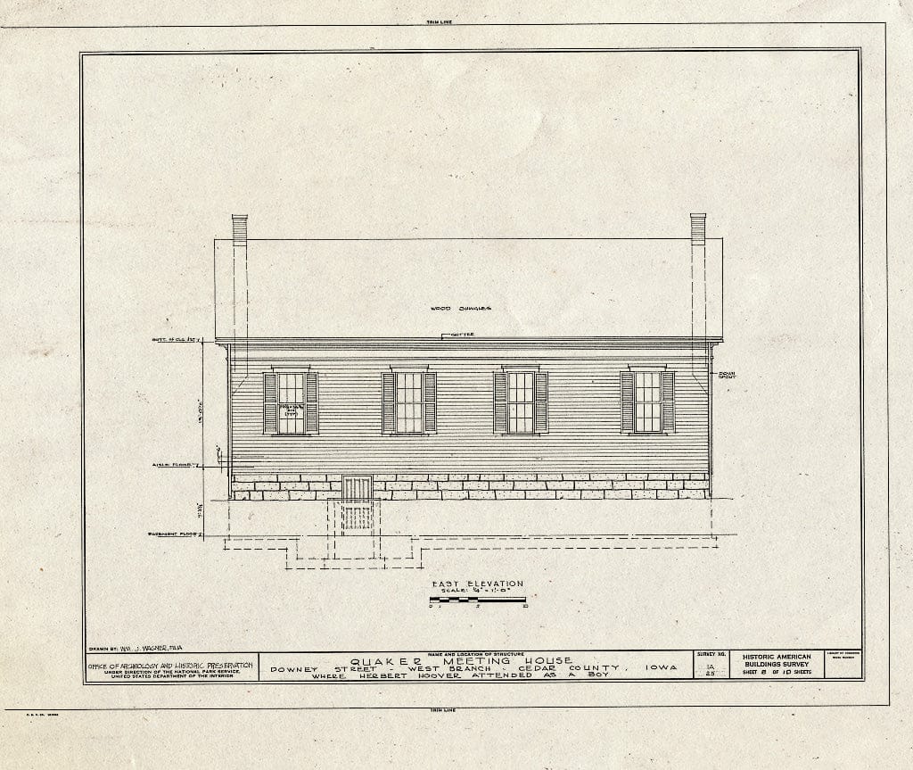 Blueprint HABS Iowa,16-WEBRA,2- (Sheet 8 of 10) - Quaker Meetinghouse, Downey Street, Wapsinono Creek Vicinity, West Branch, Cedar County, IA