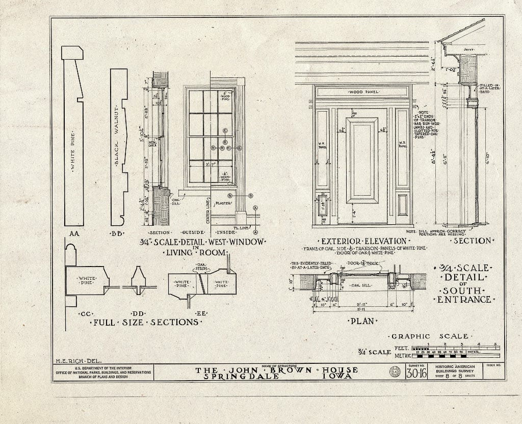 Blueprint HABS Iowa,16-Spring.V,1- (Sheet 8 of 8) - William Maxson House, State Highway No. 1, Springdale, Cedar County, IA
