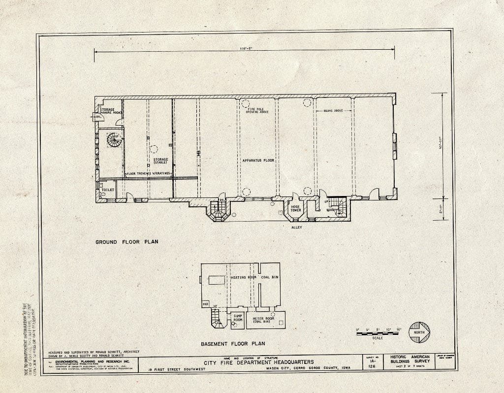 Blueprint HABS Iowa,17-MASCIT,5- (Sheet 2 of 7) - City Fire Department Headquarters, 19 First Street Southwest, Mason City, Cerro Gordo County, IA