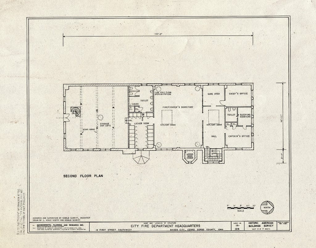 Blueprint HABS Iowa,17-MASCIT,5- (Sheet 3 of 7) - City Fire Department Headquarters, 19 First Street Southwest, Mason City, Cerro Gordo County, IA